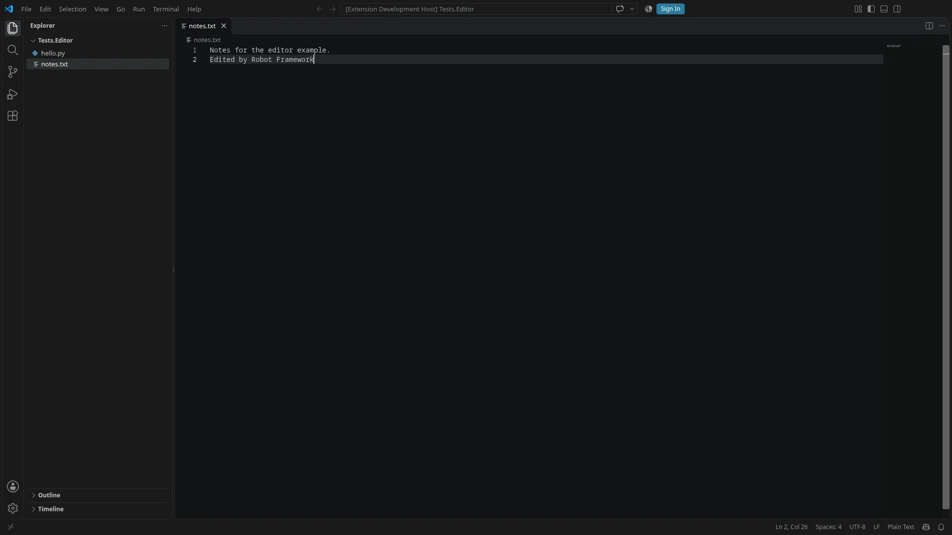 The edited text file